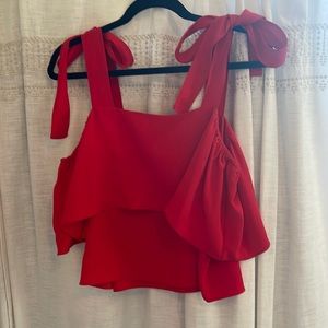 Amanda Uprichard Tie Shoulder Top